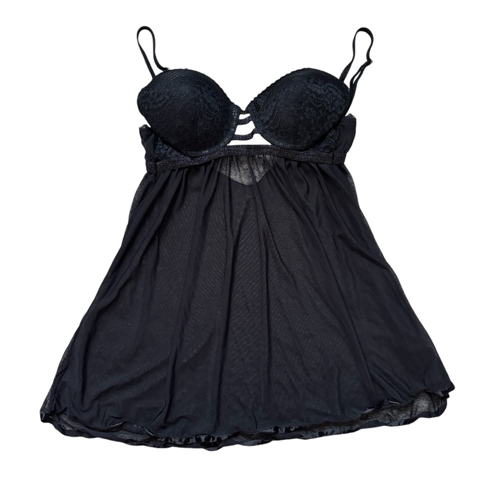 Daisy Fuentes Lace Black Push Up Négligée/Teddy Small